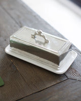 Tuscan Rectangular Pewter & Ceramic Butter Dish - Lone Fox