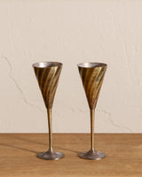 Twisted Brass Champagne Glasses (Set of 2) - Lone Fox