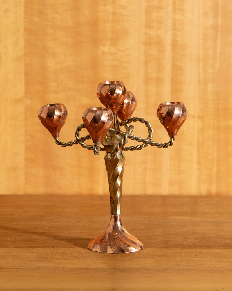 Twisted Copper + Brass Candelabra - Lone Fox