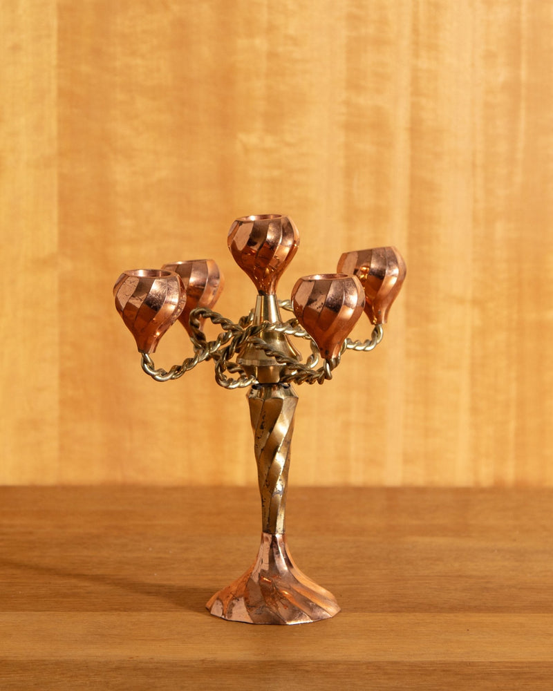 Twisted Copper + Brass Candelabra - Lone Fox