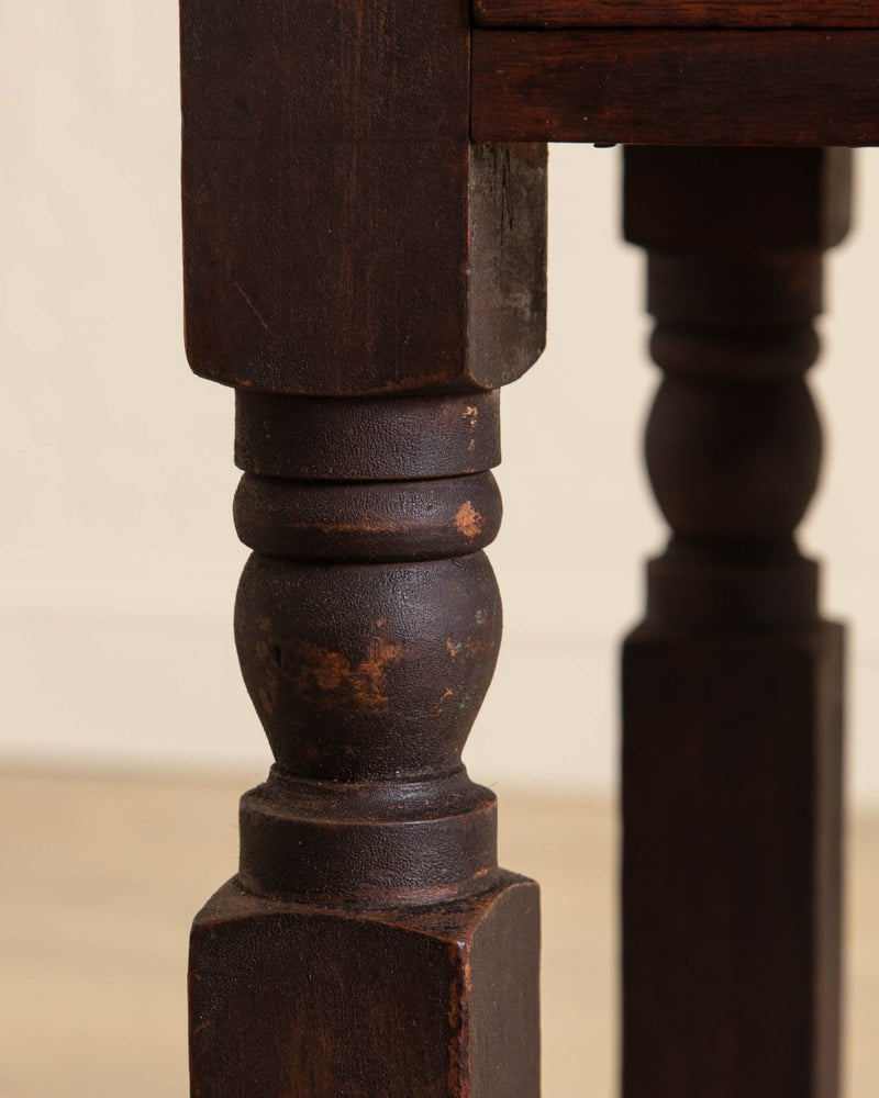 Unique Aged Side Table w/ Faceted Legs and Drawer - Lone Fox