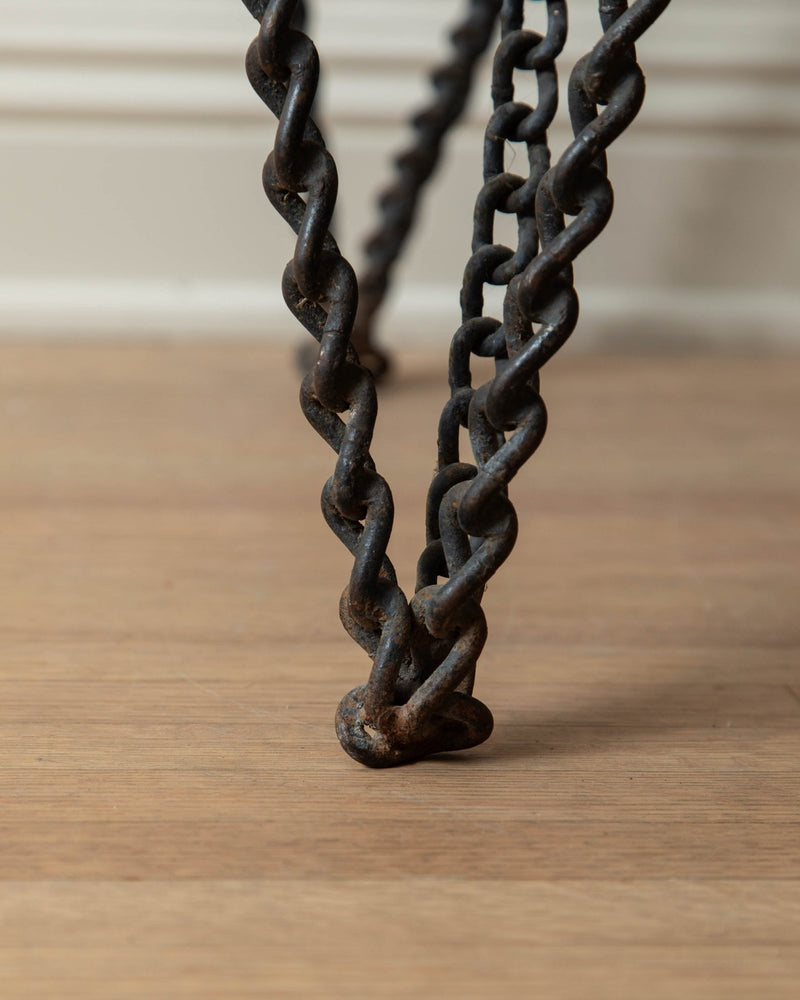 Unique Brutalist Hand Forged Chain Phone Table - Lone Fox