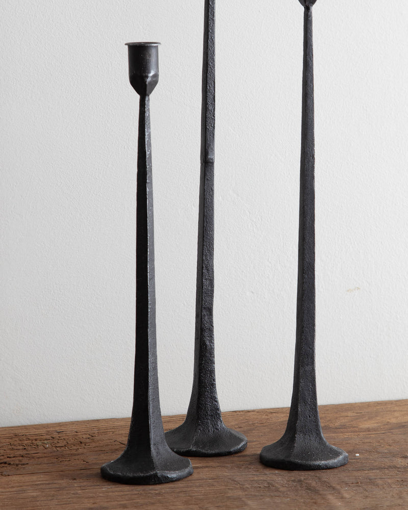 Tall Cast Iron Taper Candle Holders (Set of 3)