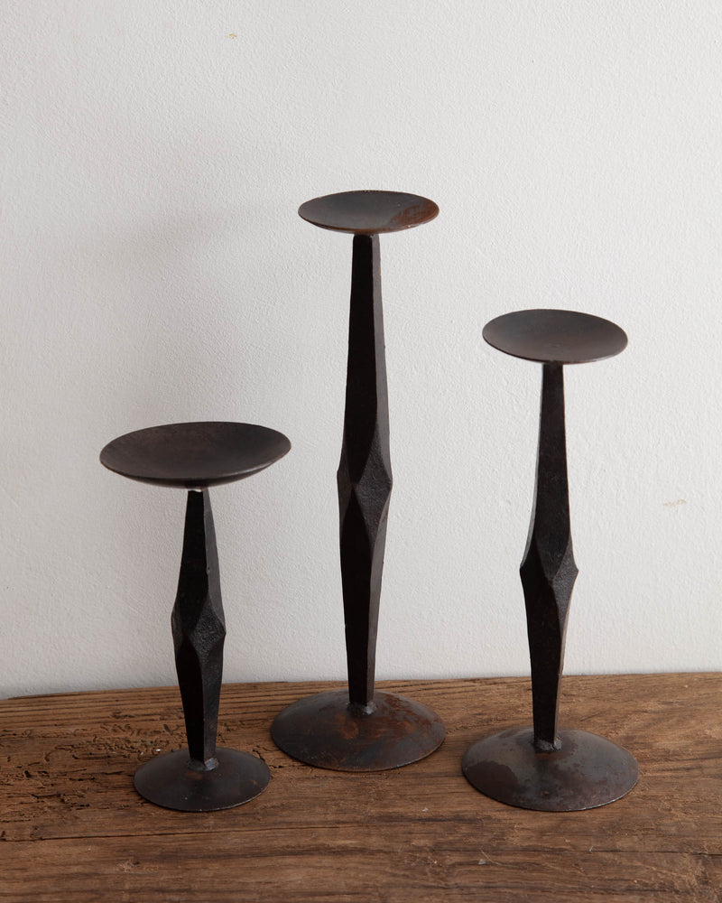 Otto Hand Forged Iron Candle Stands (Set of 3)