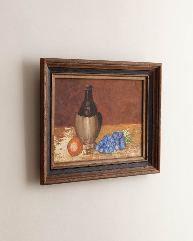 Primitive Still Life Oil Painting, Signed