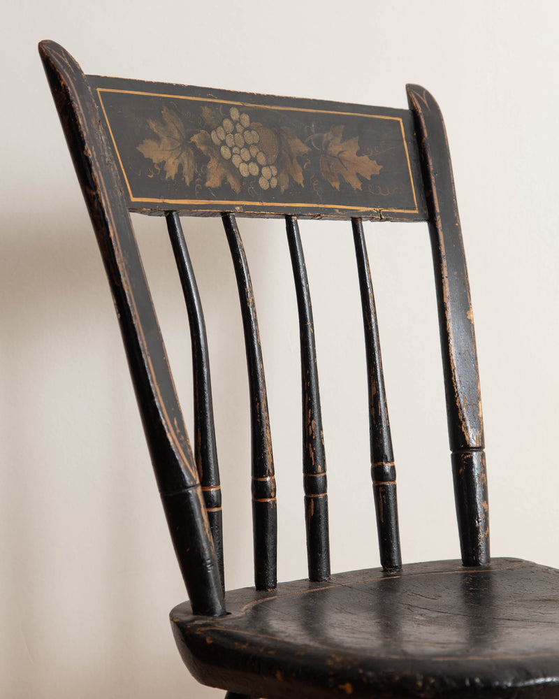 Antique Black Hitchcock Painted Side Chair