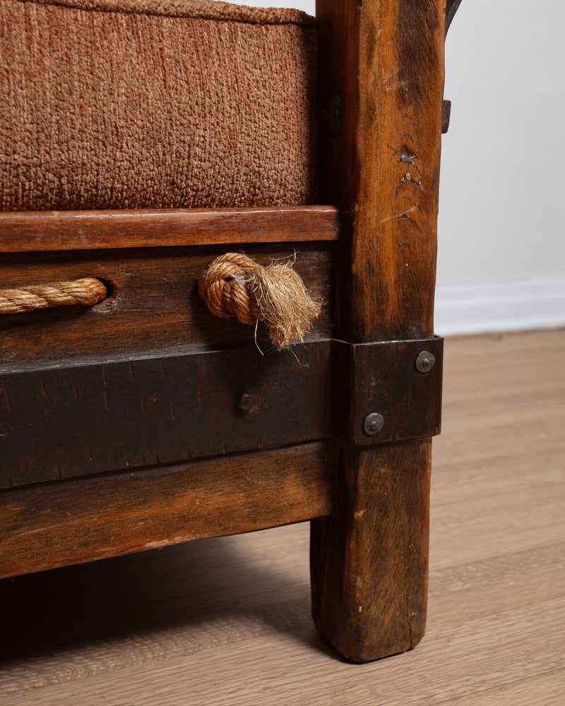 Signed 1920's Monterey Sofa w/ Cotton Chenille Upholstery