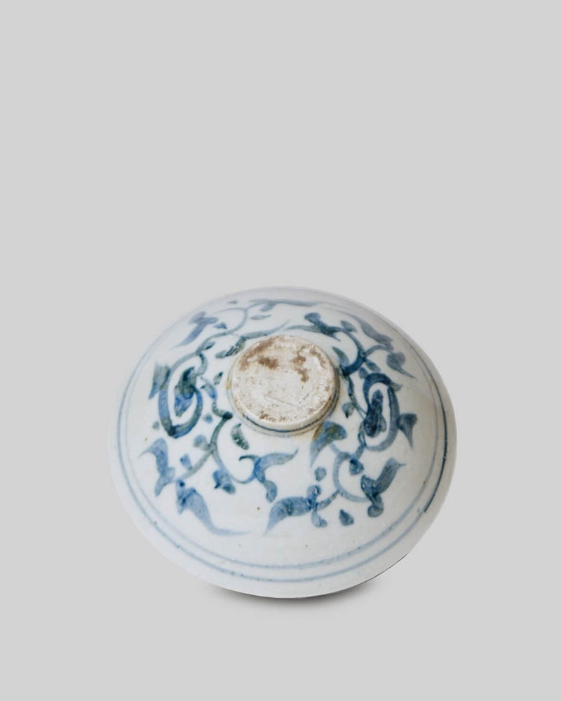 Small Blue and White Porcelain Floral Conical Bowl