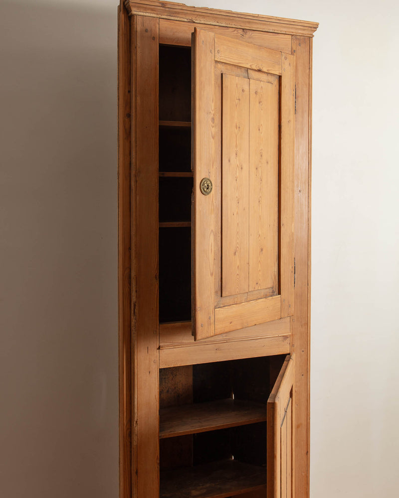 Antique English Pine Corner Cabinet