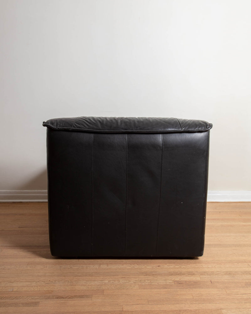 Ruched Black Italian Leather Chair