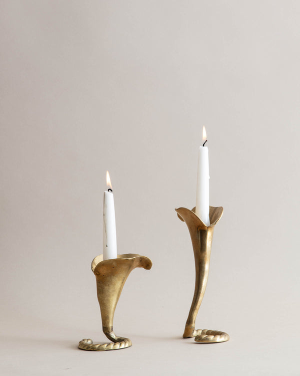 Pair of Brass Lily Candle Holder