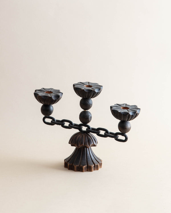 Spanish Wood and Chain Candle Holder