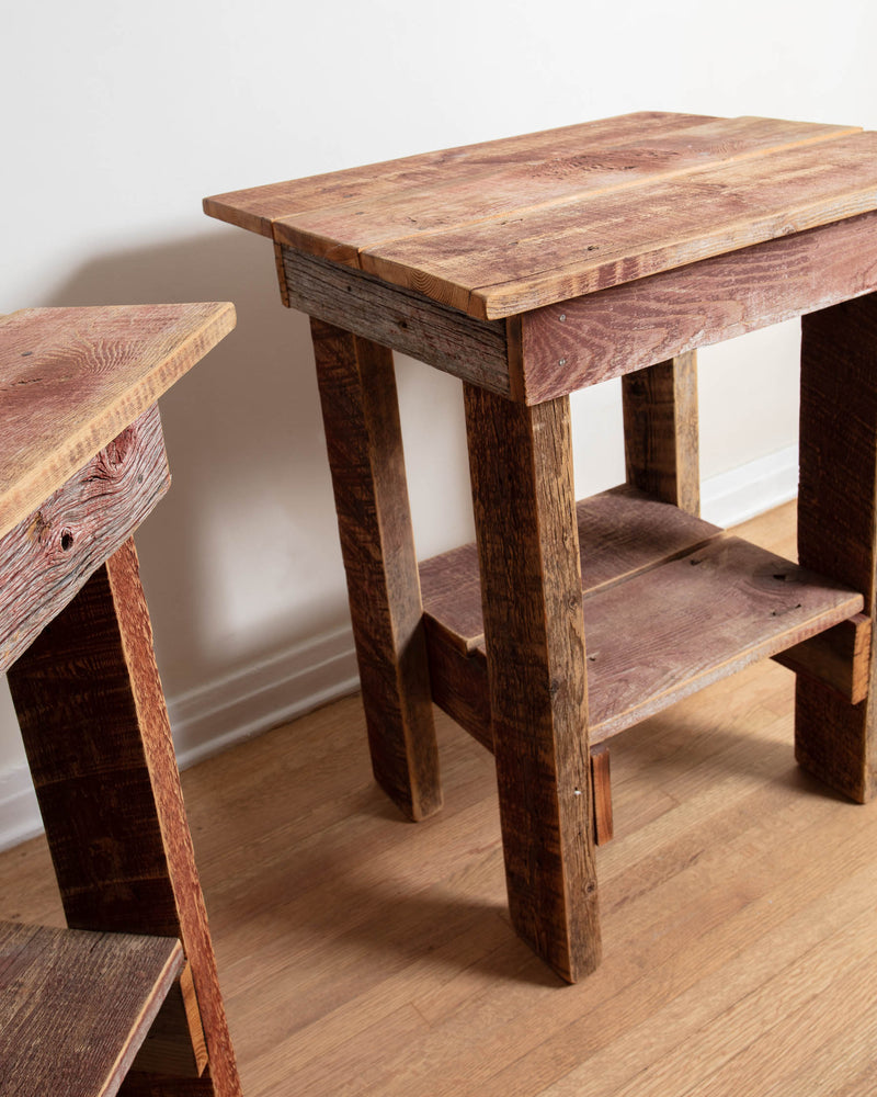 Pair of Handmade Barnwood Side Tables