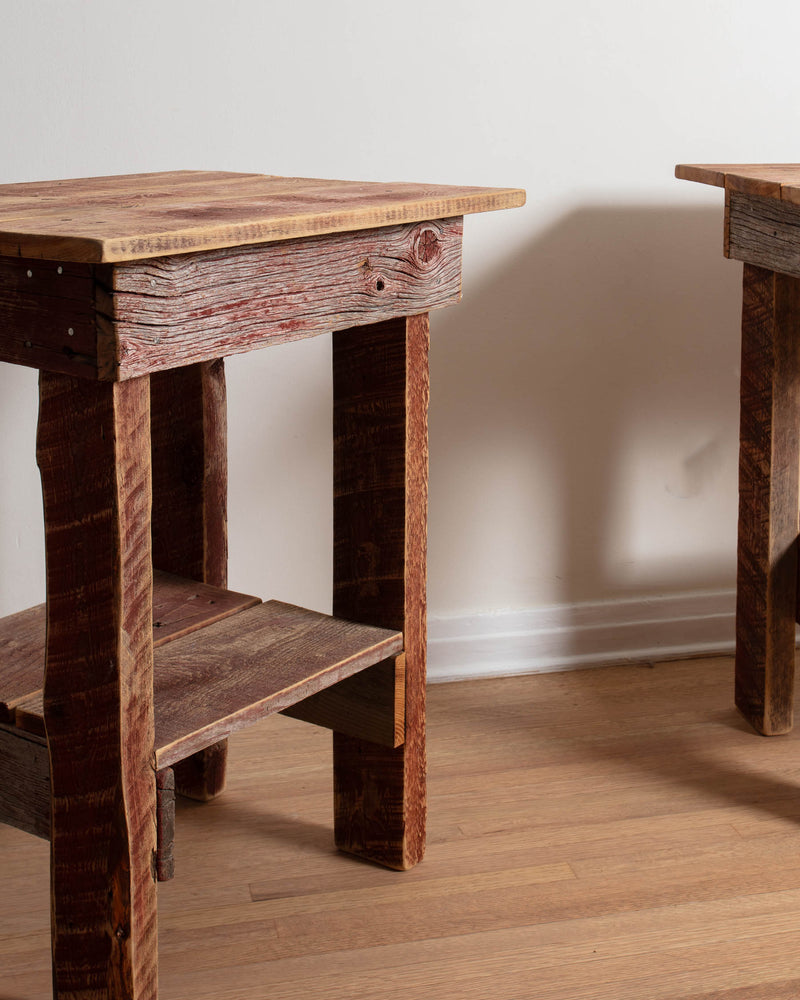 Pair of Handmade Barnwood Side Tables