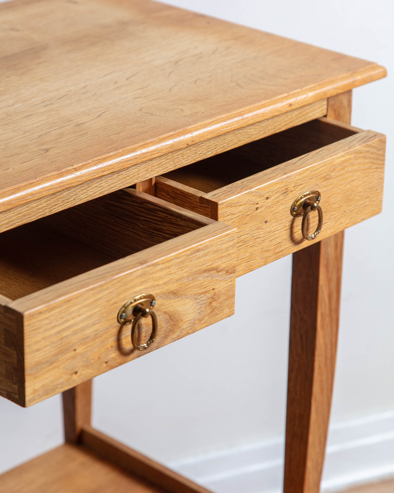 Danish Oak Side Table with Drawer