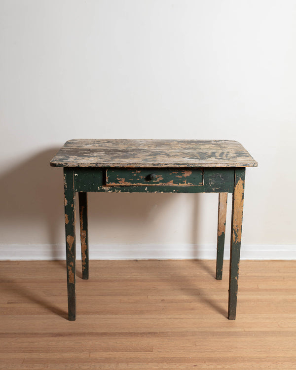 19th Century Green Chippy Paint Prep Table