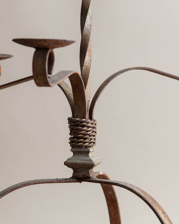 Rusty Iron Candelabra w/ Rope Detail
