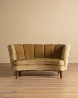 Danish Banana Sofa in Original Hached Mohair, 1940's