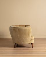 Danish Banana Sofa in Original Hached Mohair, 1940's