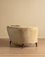 Danish Banana Sofa in Original Hached Mohair, 1940's