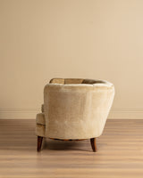 Danish Banana Sofa in Original Hached Mohair, 1940's