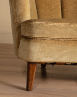 Danish Banana Sofa in Original Hached Mohair, 1940's