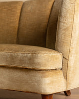 Danish Banana Sofa in Original Hached Mohair, 1940's