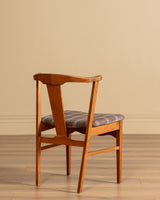 Set of 6 Danish Carved Oak Dining Chairs in Cabin Plaid, 1960's