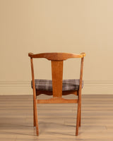 Set of 6 Danish Carved Oak Dining Chairs in Cabin Plaid, 1960's
