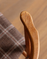 Set of 6 Danish Carved Oak Dining Chairs in Cabin Plaid, 1960's