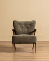 Scandinavian Lounge Chair & Ottoman in Olive Mohair, 1960's