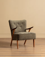 Scandinavian Lounge Chair & Ottoman in Olive Mohair, 1960's