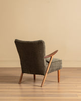Scandinavian Lounge Chair & Ottoman in Olive Mohair, 1960's