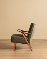 Scandinavian Lounge Chair & Ottoman in Olive Mohair, 1960's