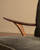 Scandinavian Lounge Chair & Ottoman in Olive Mohair, 1960's
