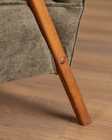 Scandinavian Lounge Chair & Ottoman in Olive Mohair, 1960's