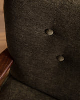 Scandinavian Lounge Chair & Ottoman in Olive Mohair, 1960's