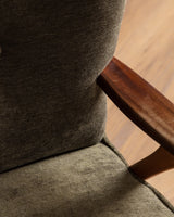 Scandinavian Lounge Chair & Ottoman in Olive Mohair, 1960's