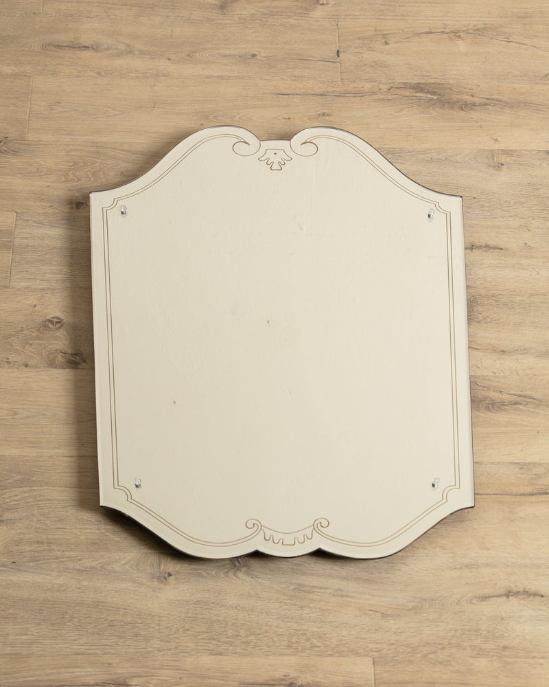 Venetian Style Crest Mirror with Etched Details, Italy, 1950s - Lone Fox