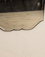 Venetian Style Crest Mirror with Etched Details, Italy, 1950s - Lone Fox