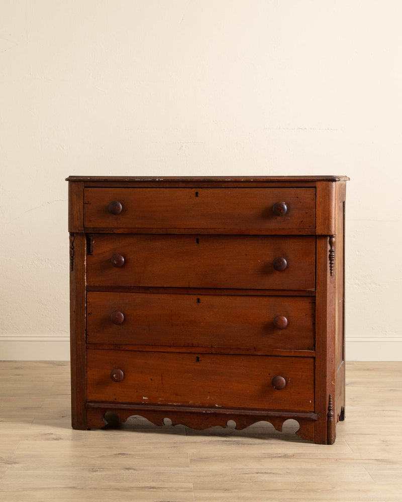 Victorian 4 Drawer Walnut Dresser - Lone Fox