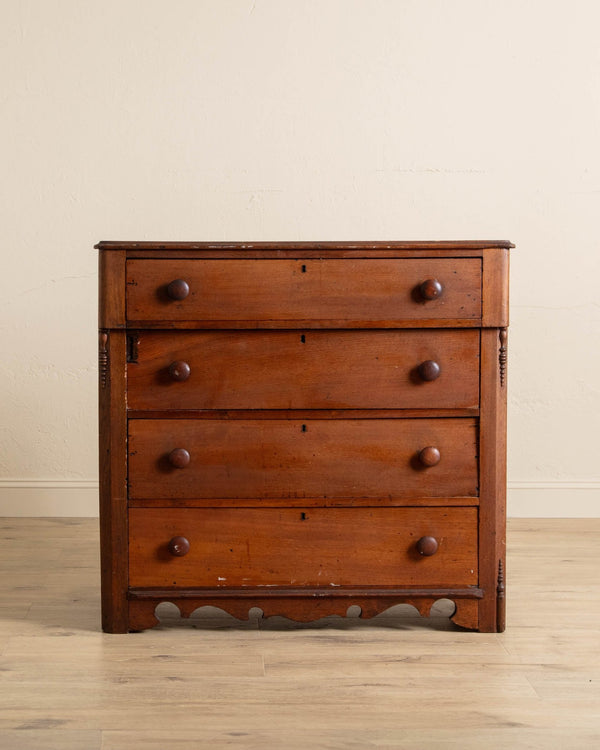 Victorian 4 Drawer Walnut Dresser - Lone Fox