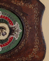 Victorian Beaded Floral Needlework in Walnut Frame, Circa 1890 - Lone Fox