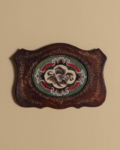 Victorian Beaded Floral Needlework in Walnut Frame, Circa 1890 - Lone Fox