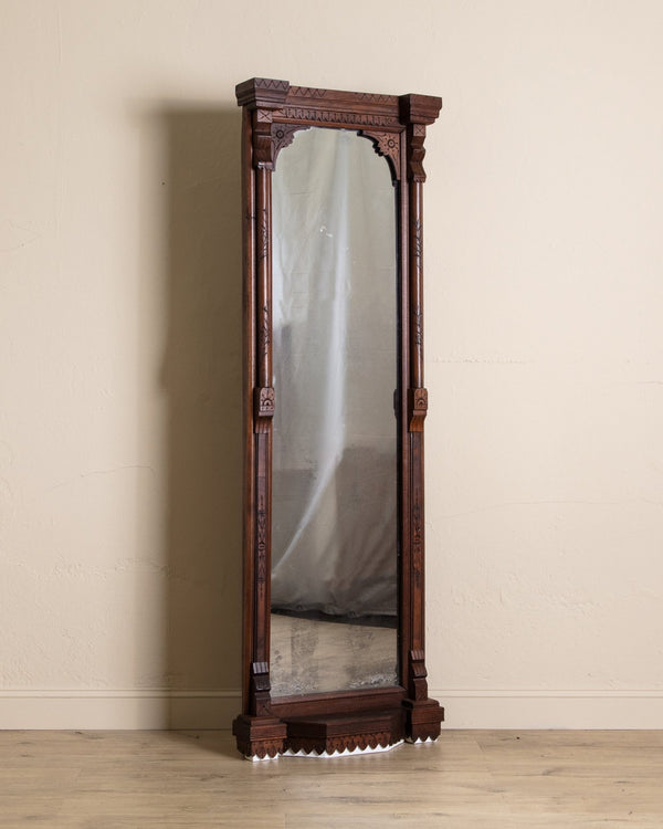 Victorian Eastlake Style Walnut Pier Mirror, 19th Century - Lone Fox