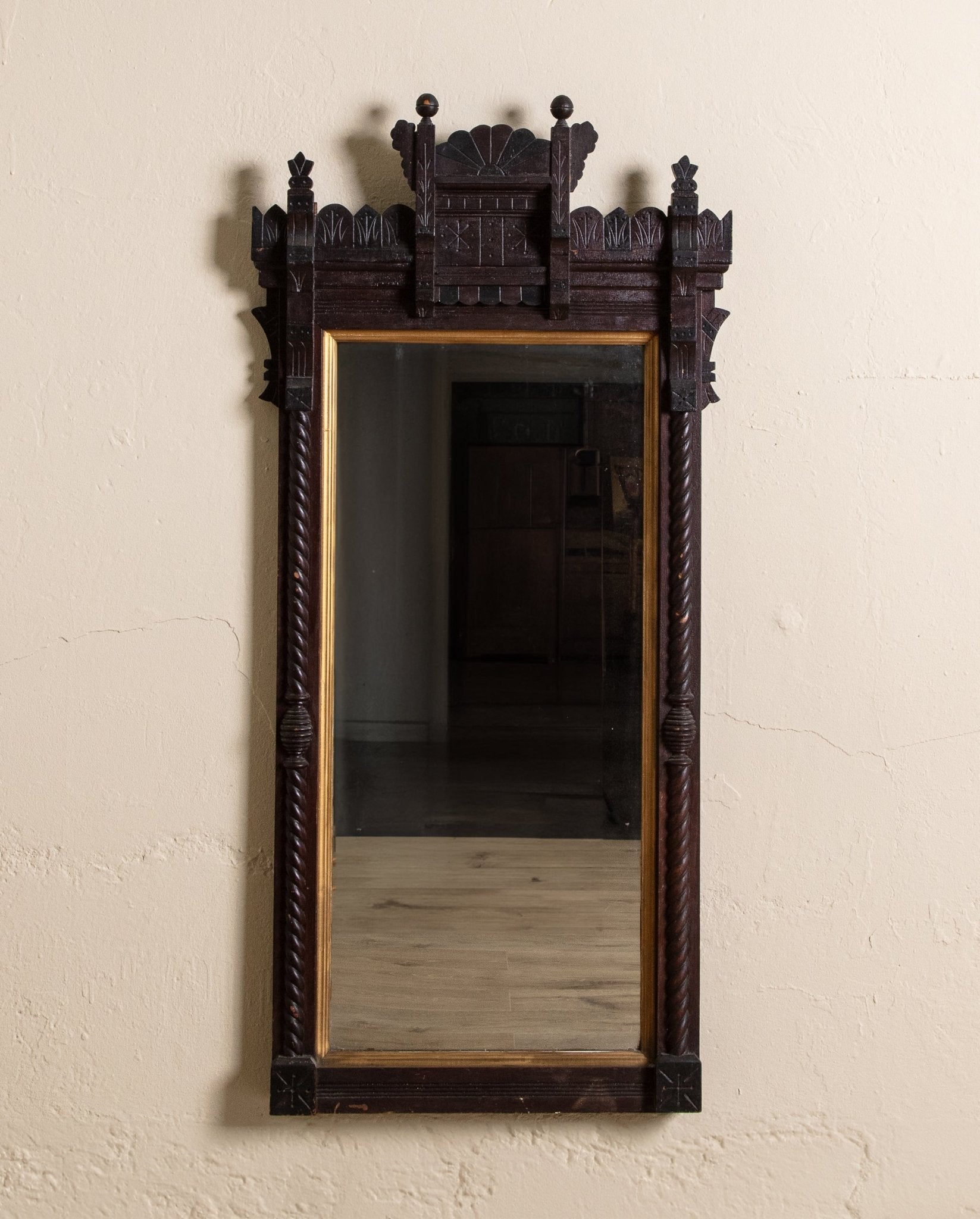 Victorian Eastlake Wall Mirror, Late 19th Century - Lone Fox