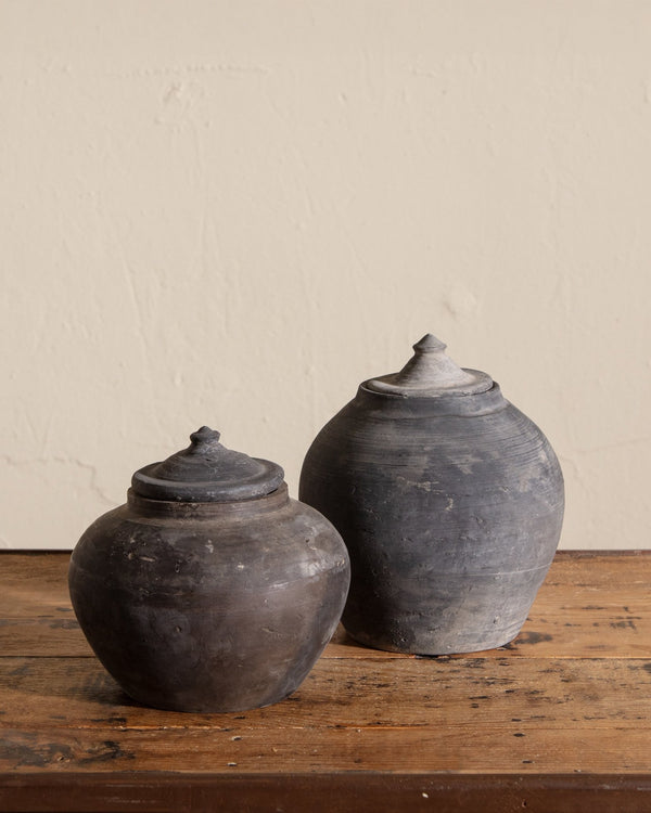 Vintage Chinese Lidded Village Jar - Lone Fox