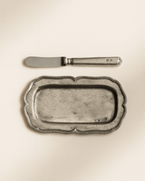 Vintage Pewter Butter Tray with Spreader - Lone Fox