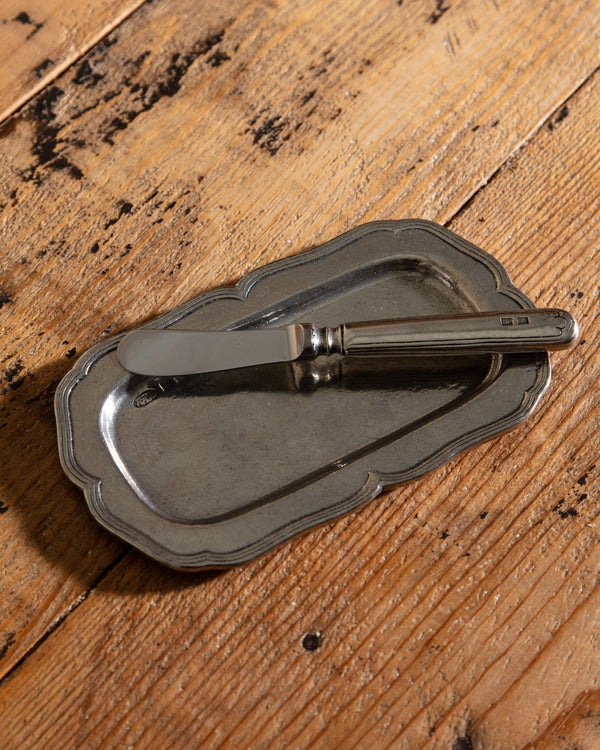 Vintage Pewter Butter Tray with Spreader - Lone Fox