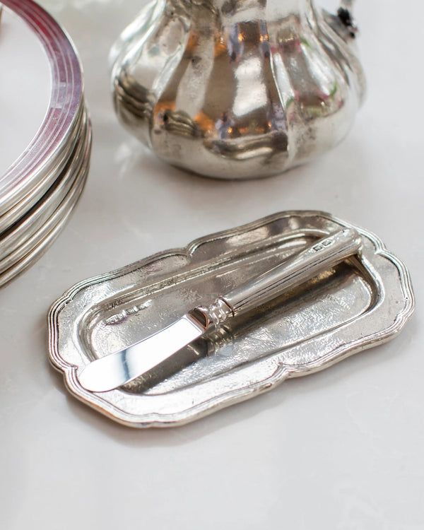 Vintage Pewter Butter Tray with Spreader - Lone Fox